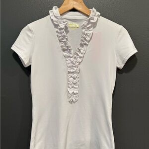Lilly Pulitzer White Ruffle V-Neck Top